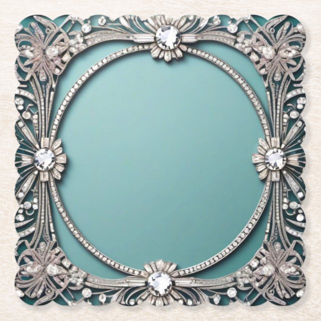 Dessous-de-verre En Papier Dessous de verre en papier à bijoux bleu élégant (Devant)