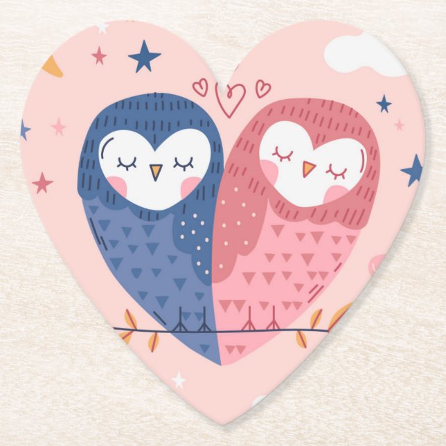 Dessous-de-verre En Papier Dessous de verre en papier Cute Owls (Devant)
