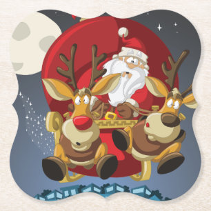 Dessous-de-verre En Papier Dessous de verre en papier de Noël Père Noël & Rei
