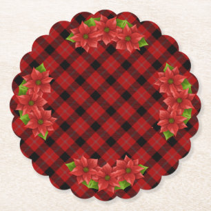 Dessous-de-verre En Papier Dessous de verre en papier de Noël Poinsettia
