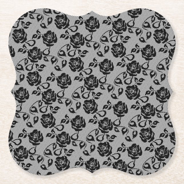 Dessous-de-verre En Papier Dessous de verre en papier de pêche Rose Faux Blac (Devant)