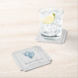 Dessous-de-verre En Papier Dessous de verre en papier Mariage Blue Conch Shel