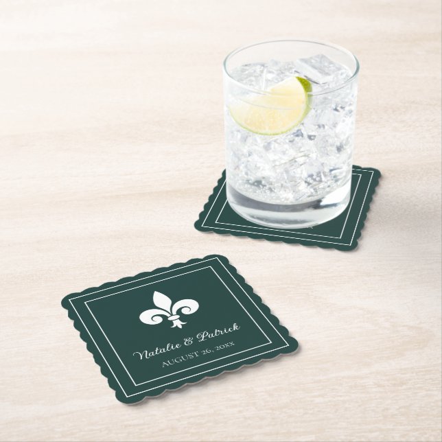 Dessous-de-verre En Papier Dessous de verre en papier Mariage Emerald Green F (En situation)