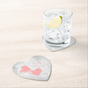 Dessous-de-verre En Papier Dessous de verre en papier rose Valentine Hearts