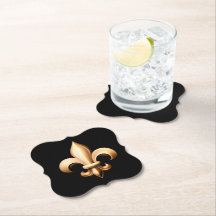 Dessous de verre Fleur De Lis - Noir & Or