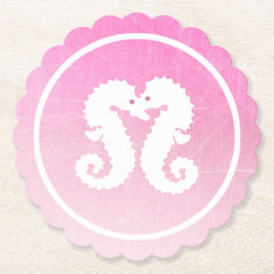 Dessous-de-verre En Papier Dessous de verre Mariage pour chevaux de mer rose 