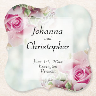 Dessous-de-verre En Papier Dessous de verre Mariage rose Roses