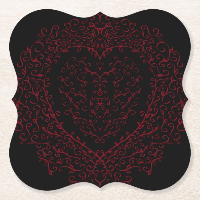 Dessous-de-verre En Papier Dessous de verre Mariages gothiques du coeur rouge (Devant)
