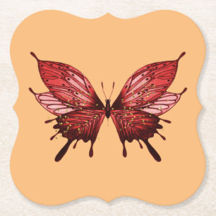 Dessous-de-verre En Papier Dessous de verre papier avec papillon rouge sur un