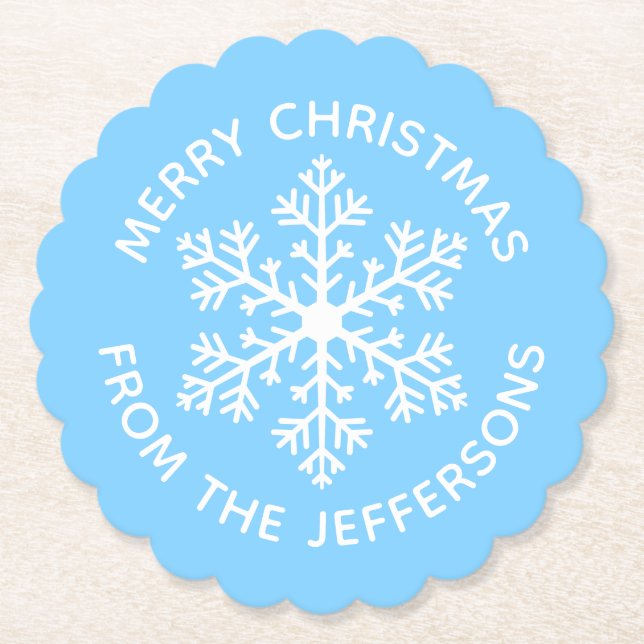 Dessous-de-verre En Papier Dessous de verre papier Blue Snowflake (Devant)