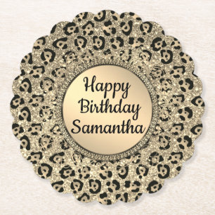 Dessous-de-verre En Papier Dessous de verre papier Empreinte de léopard Gold 