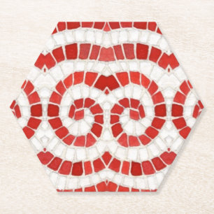 Dessous-de-verre En Papier DESSOUS DE VERRE papier Hexagon MOSAIC IONIQUE ROU
