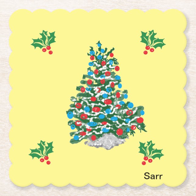 Dessous-de-verre En Papier Dessous de verre papier : Joyeux Noël (Devant)
