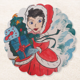 Dessous-de-verre En Papier Dessous de verre père Noël Helper Christmas Paper