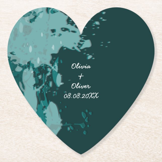Dessous-de-verre En Papier Dessous de verre turquoise-vert en forme de coeur (Devant)