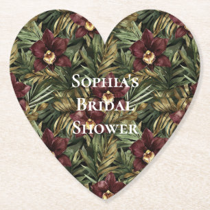 Dessous-de-verre En Papier Déversoir de mariage tropical floral orchidée roug