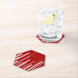 Dessous-de-verre En Papier Diagonales en rouge et blanc