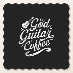 Dessous-de-verre En Papier Dieu Guitare Café Musique Amour Drôle Christian