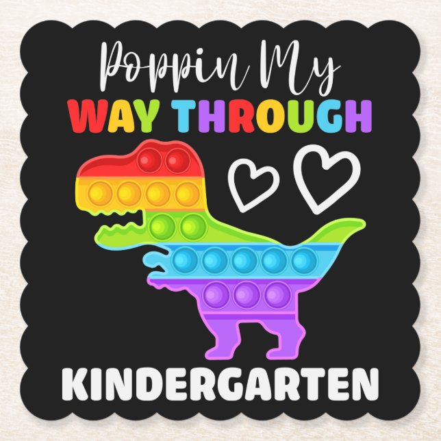 Dessous-de-verre En Papier Dinosaur Poppin My Way Through Kindergarten (Devant)