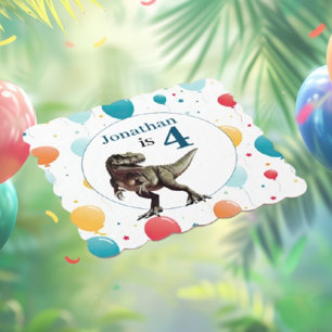 Dessous-de-verre En Papier Dinosaur T Rex Anniversaire Bleu
