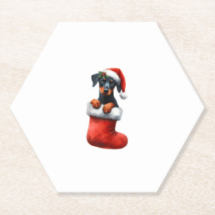 Dessous-de-verre En Papier Doberman Pinscher Dans Le Choc Noël Noël Noël Noël
