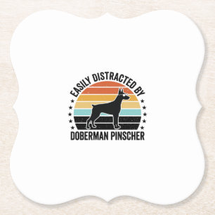 Dessous-de-verre En Papier Doberman Pinscher Graphique Vintage Coucher de Sol