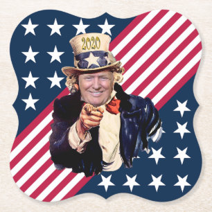 Dessous-de-verre En Papier Donald Trump en oncle Sam ~ Stars & Stripes ~ 2020