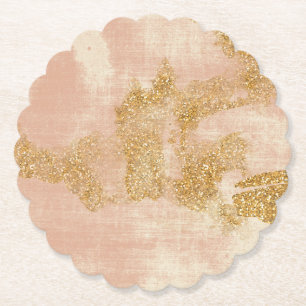 Dessous-de-verre En Papier D'or affligé par parties scintillantes roses d'or
