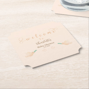 Dessous-de-verre En Papier Douce Fête de Naissance de Bébé Colombe