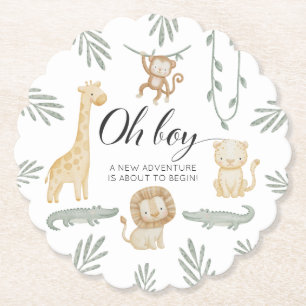 Dessous-de-verre En Papier Douce Fête de Naissance Safari Jungle Oh Garçon Bé