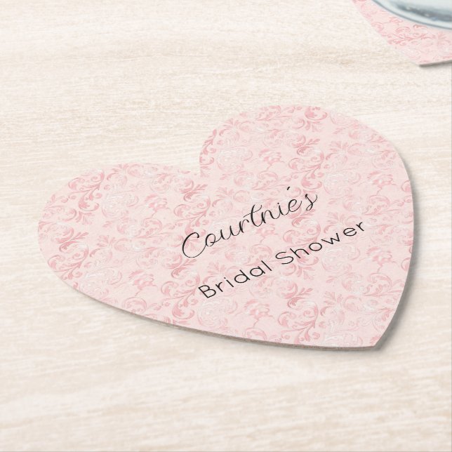 Dessous-de-verre En Papier Douche nuptiale rose pâle (Incliné)