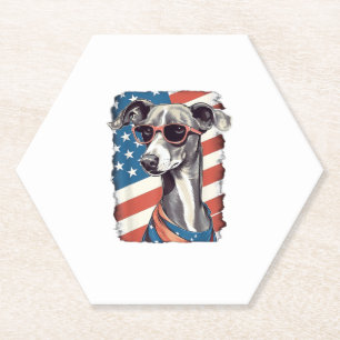 Dessous-de-verre En Papier Drapeau américain 4 juillet Chien gris italien