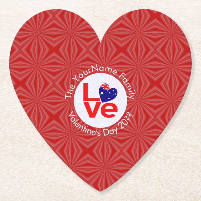 Dessous-de-verre En Papier Drapeau australien Red Letters LOVE Drapeau person (Devant)