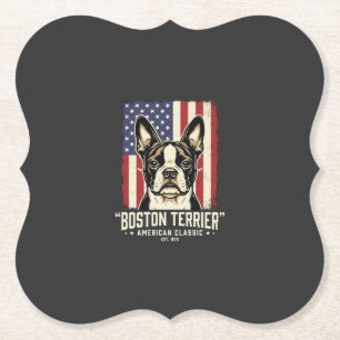 Dessous-de-verre En Papier Drapeau Classique Américain Boston Terrier