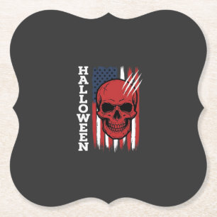 Dessous-de-verre En Papier Drapeau crâne Halloween Vector Design_1