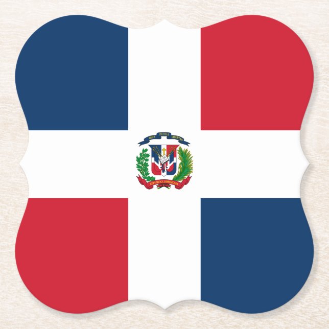 Dessous-de-verre En Papier Drapeau de la République Dominicaine (Devant)
