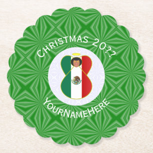 Dessous-de-verre En Papier Drapeau de Noël ange mexicain personnalisé