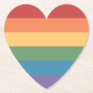 Dessous-de-verre En Papier Drapeau gay pride Coeur réchauffé