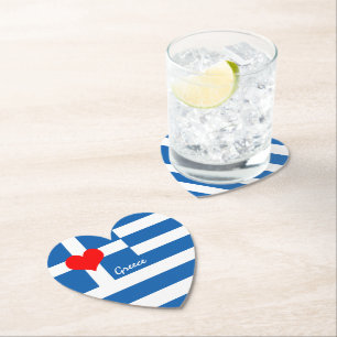 Dessous-de-verre En Papier Drapeau grec Dessous de verre, Coeur rouge, Mariag