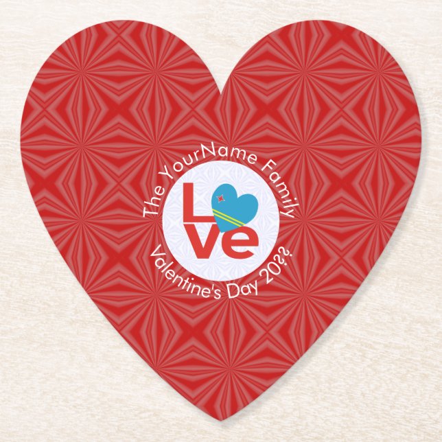 Dessous-de-verre En Papier Drapeau rouge Aruba AMOUR Personnalisé (Devant)
