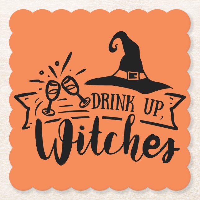 Dessous-de-verre En Papier Drink Up Witches Simple Halloween  (Devant)