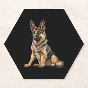 Dessous-de-verre En Papier Drôle berger allemand chien Kawaii.