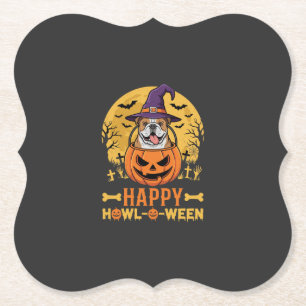 Dessous-de-verre En Papier Drôle de bouledogue Halloween Happy Howl-O-Ween Vi
