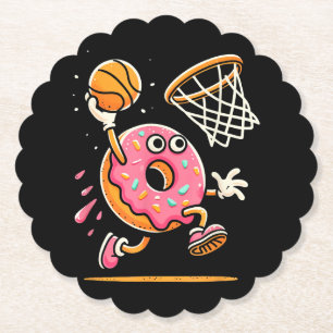 Dessous-de-verre En Papier Drôle Donut Dunking Basketball Food Champ Sports D