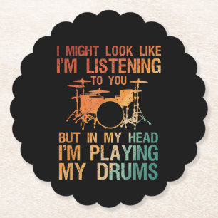 Dessous-de-verre En Papier Drôle Drummer Art Pour Hommes Femmes Drum Player P