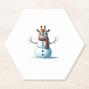 Dessous-de-verre En Papier Drôle Giraffe Snowman Scarf Noël Femme Hommes