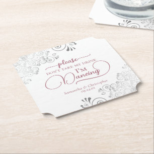 Dessous-de-verre En Papier Dusty Rose & Silver Ne prenez pas mon Mariage de b