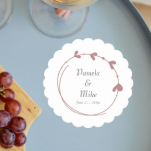 Dessous-de-verre En Papier Dusty Rose Simple Coeur Mariage de couronne