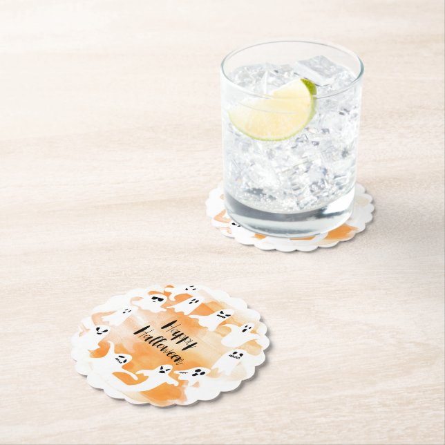 Dessous-de-verre En Papier Éffrayant un premier anniversaire d'Halloween (En situation)
