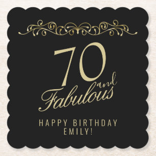 Dessous-de-verre En Papier Elégant Black 70 et Fabulous 70th Birthday Party